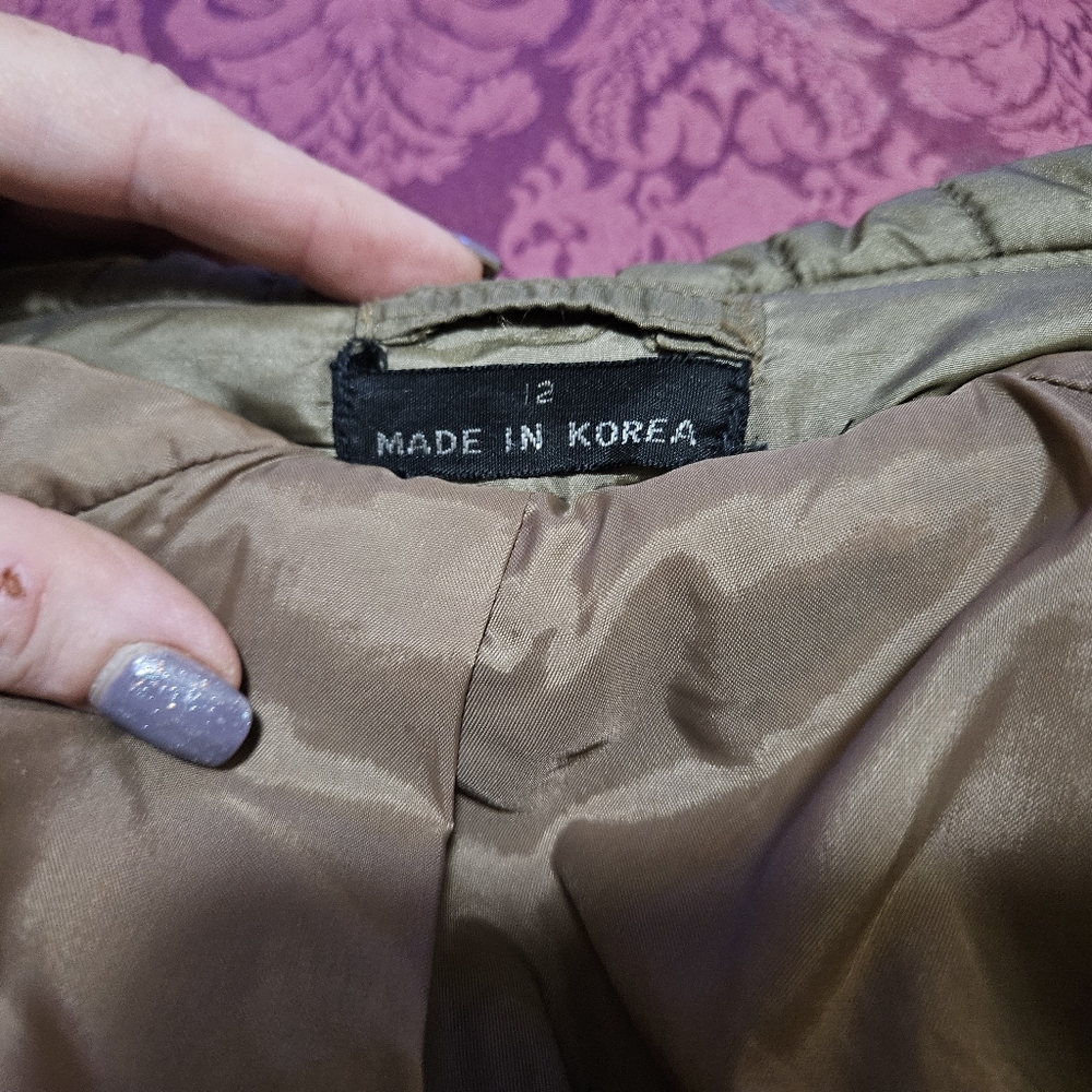 VINTAGE SIZE 12 60'S PUFFER JACKET GREY-GREEN COLOR - Picture 16 of 16